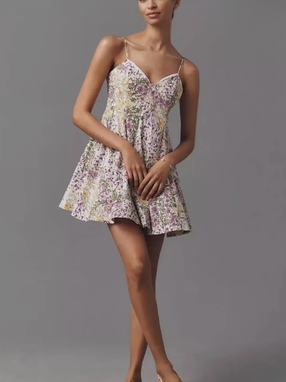 Anthropologie Maeve Lace-Trim Sweetheart Mini Dress